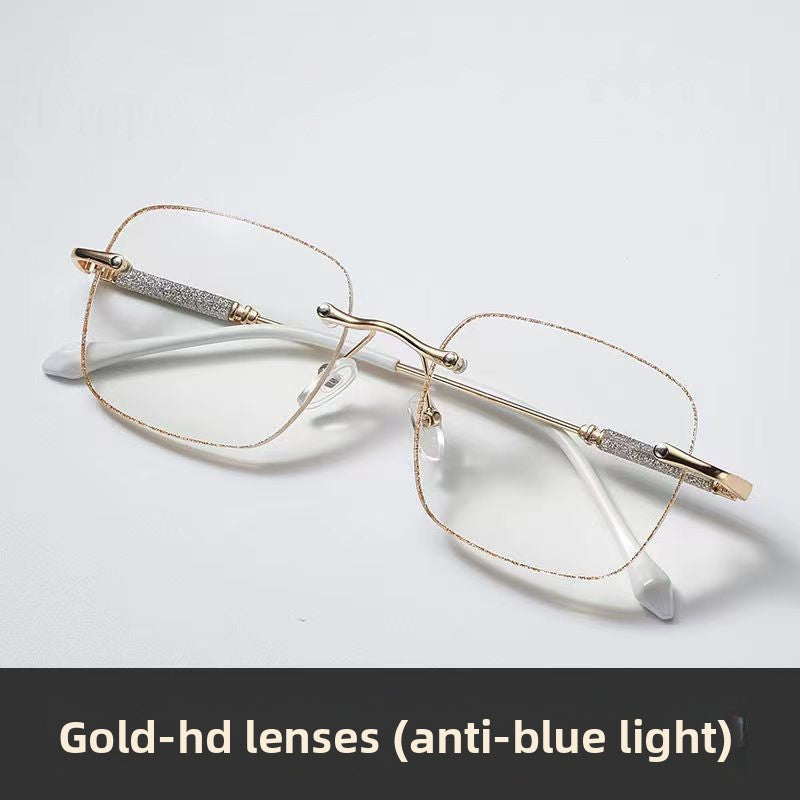 Glitter Cut-Edge Square Frame Anti-Blue Light Glasses