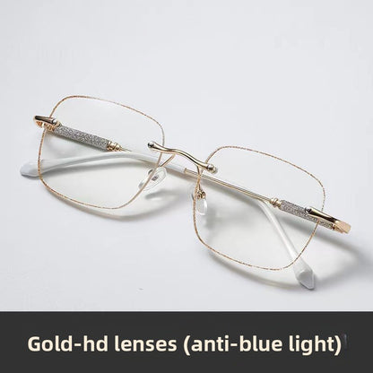 Glitter Cut-Edge Square Frame Anti-Blue Light Glasses