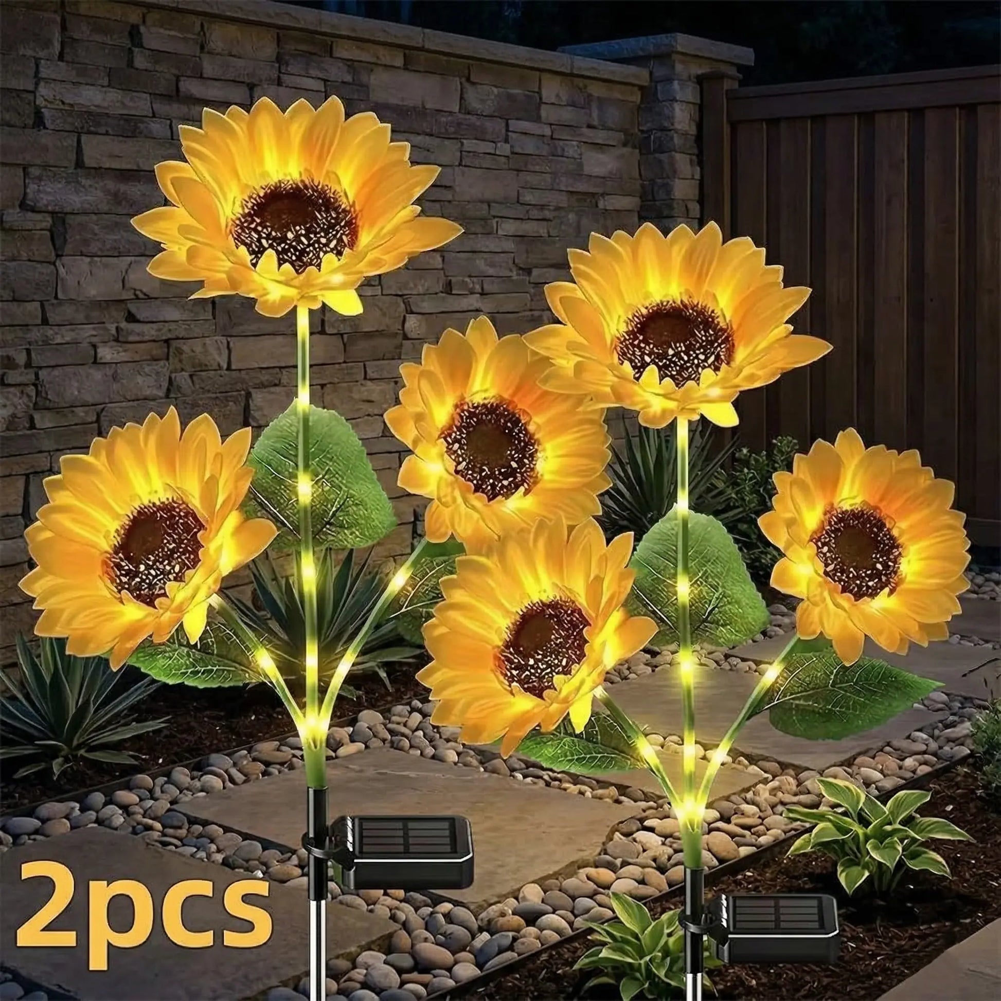 Solar Powered LED Sunflower Garden Lights Set of 2/4/6 Pieces Realistic Nighttime Glow for Yard Lawn Patio Porch Waterproof IP65 Energy Efficient Outdoor Lighting Durable Plastic Flowers All Weather Protection