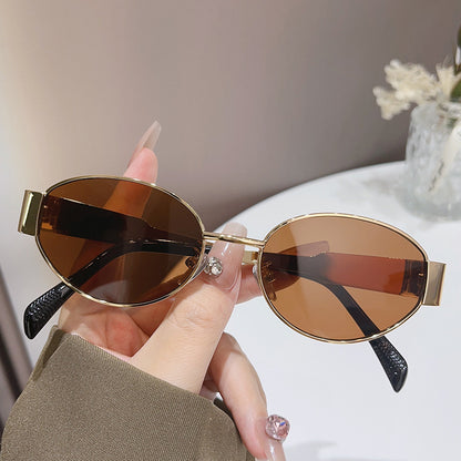 Metal Oval Frame Sunglasses