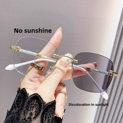Glitter Cut-Edge Square Frame Anti-Blue Light Glasses
