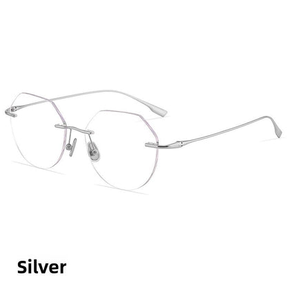 Rimless Photochromic Glasses Anti Blue Light Square Frame
