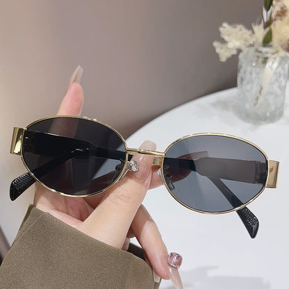 Metal Oval Frame Sunglasses