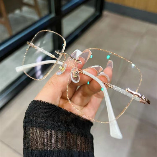 Glitter Cut-Edge Square Frame Anti-Blue Light Glasses